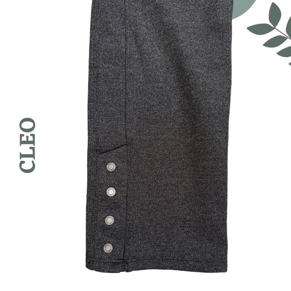 🛍️3/$40 CLEO Petite Charcoal Grey Pull On Ankle Pants Button Detail - Small Pet - Picture 4 of 5